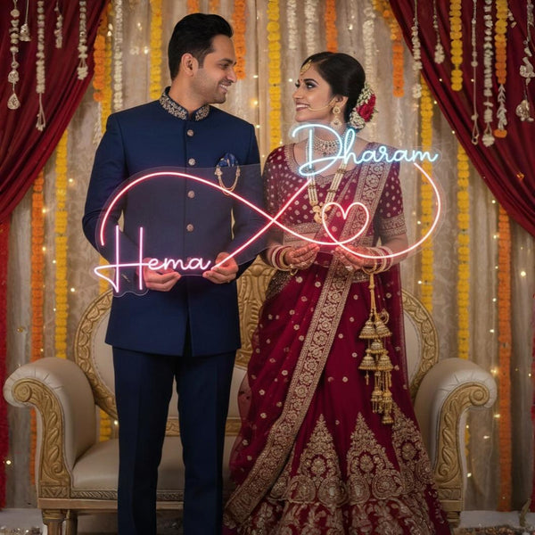 Custom Neon Sign for Couple – Couple Name LED Neon Lights for Wedding