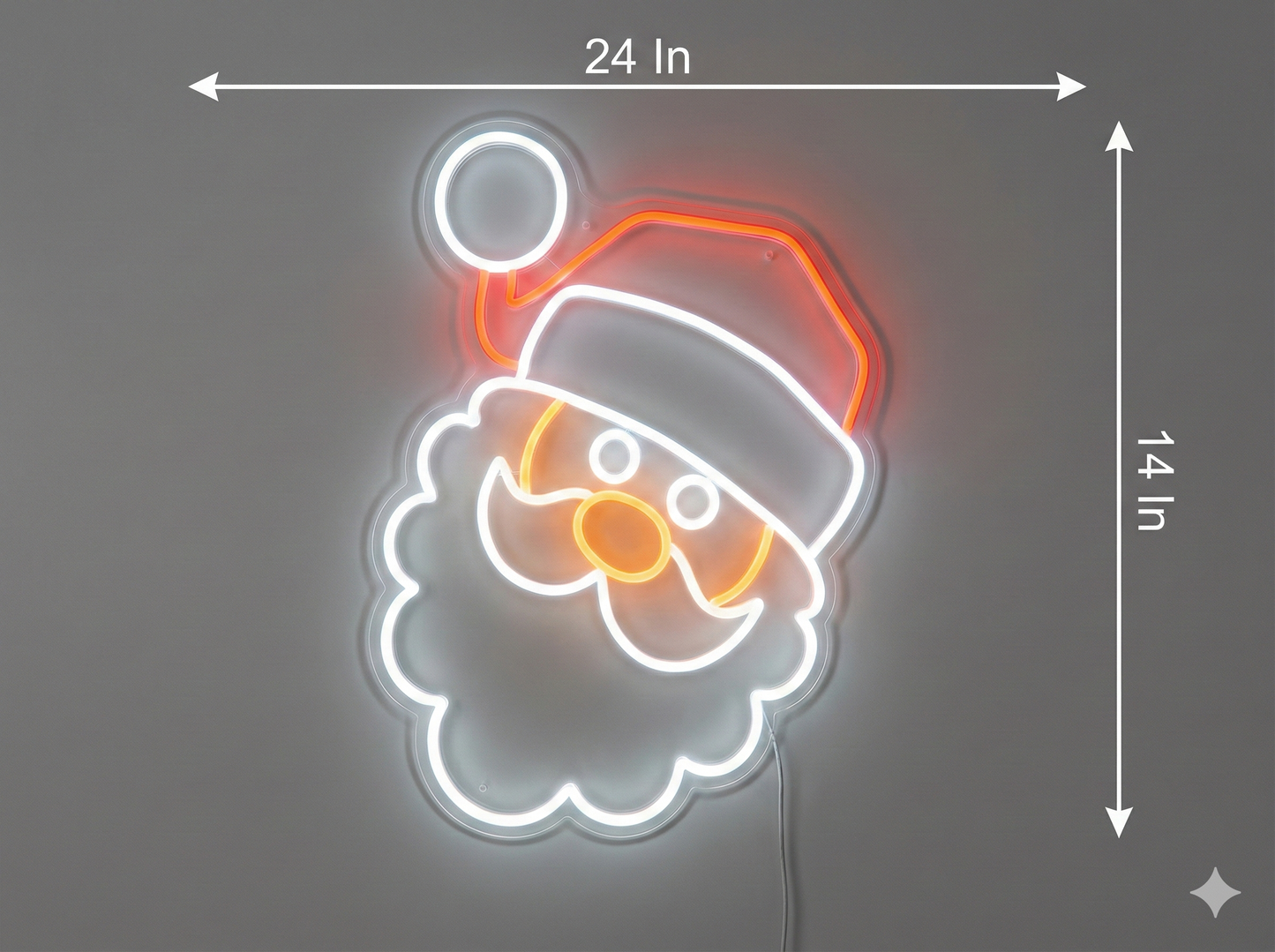 Santa Face Neon Sign | Merry Christmas Sign Neon (24In x 14In)