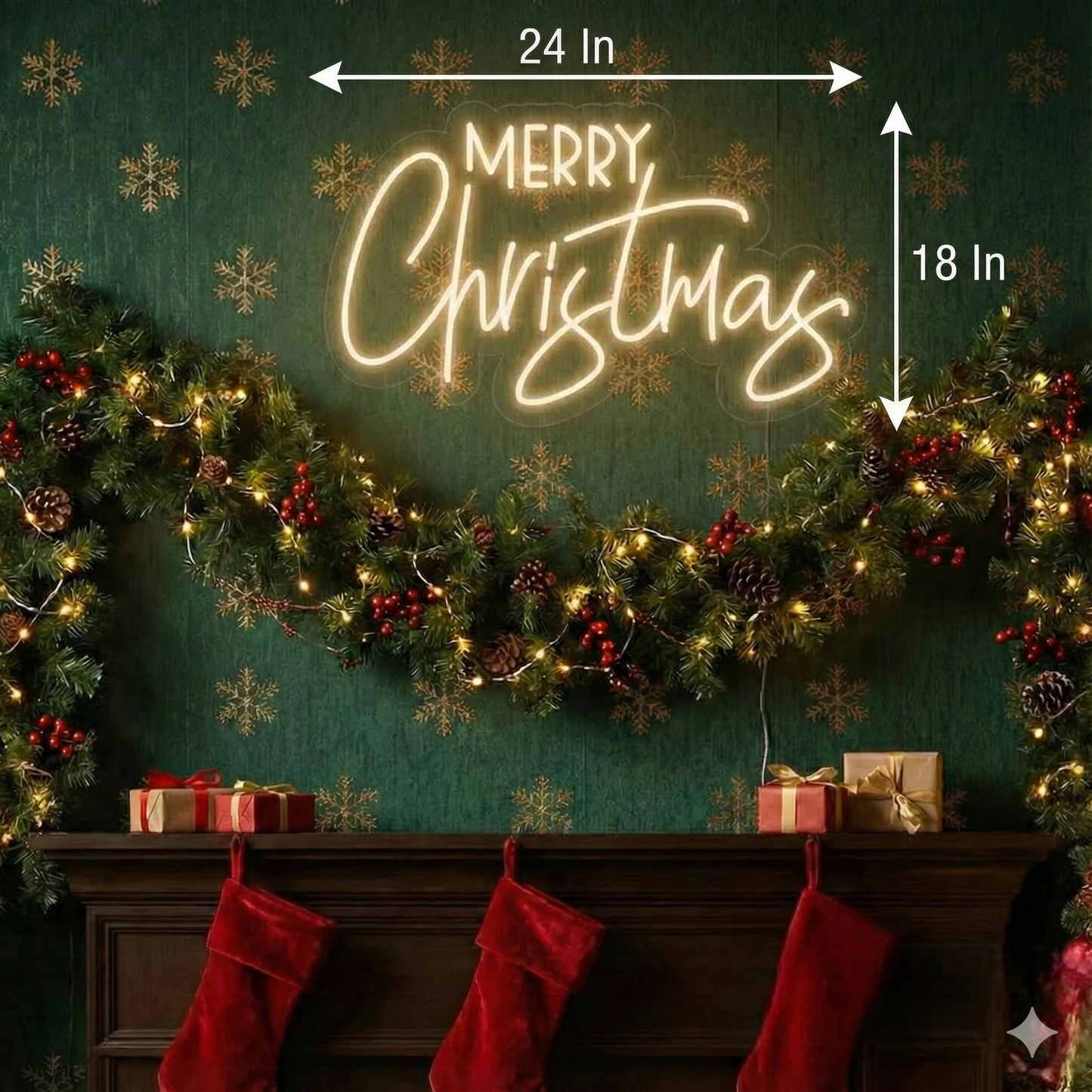 Merry Christmas Warm Neon Sign | Merry Christmas Neon Light (24In x 18In)