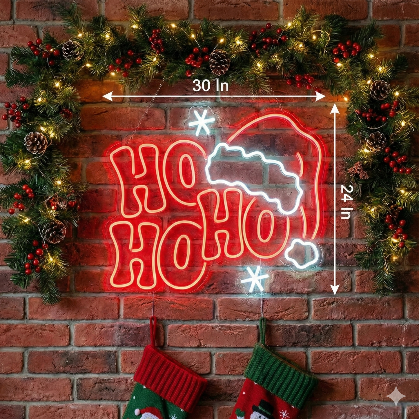 Ho Ho Ho Christmas Neon Sign | Merry Xmas Neon Sign (30In x 24In)