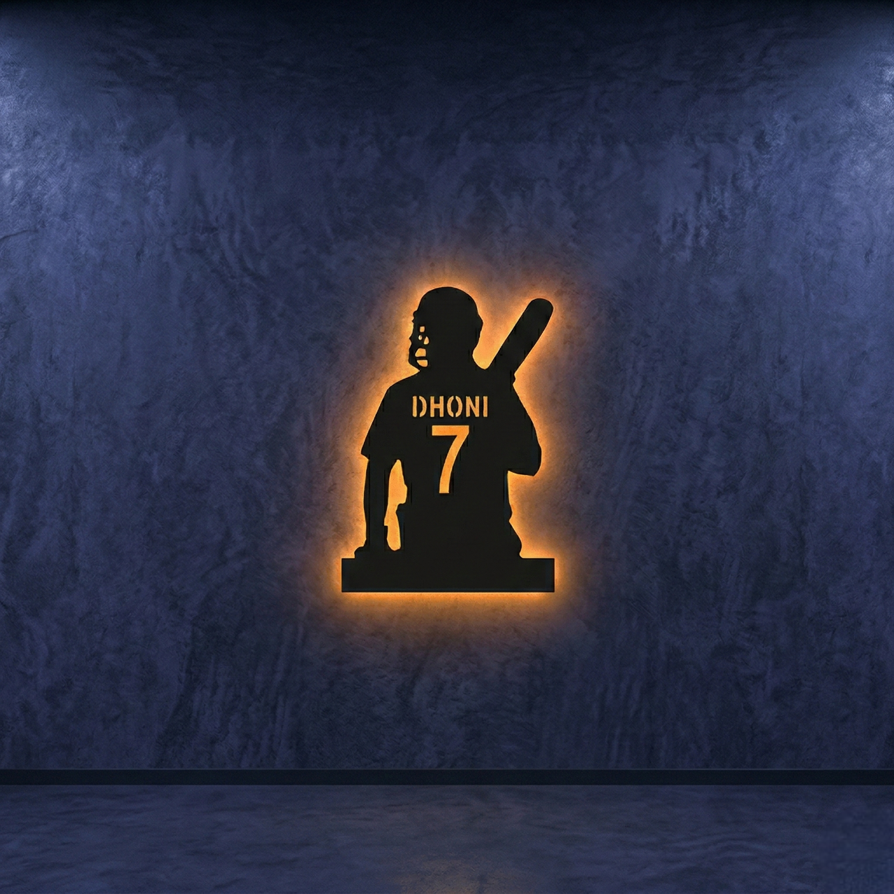 M.S. Dhoni Backlit Wall Art with LED Lighting – Modern Glowing Wall Decor for Living Room & Bedroom