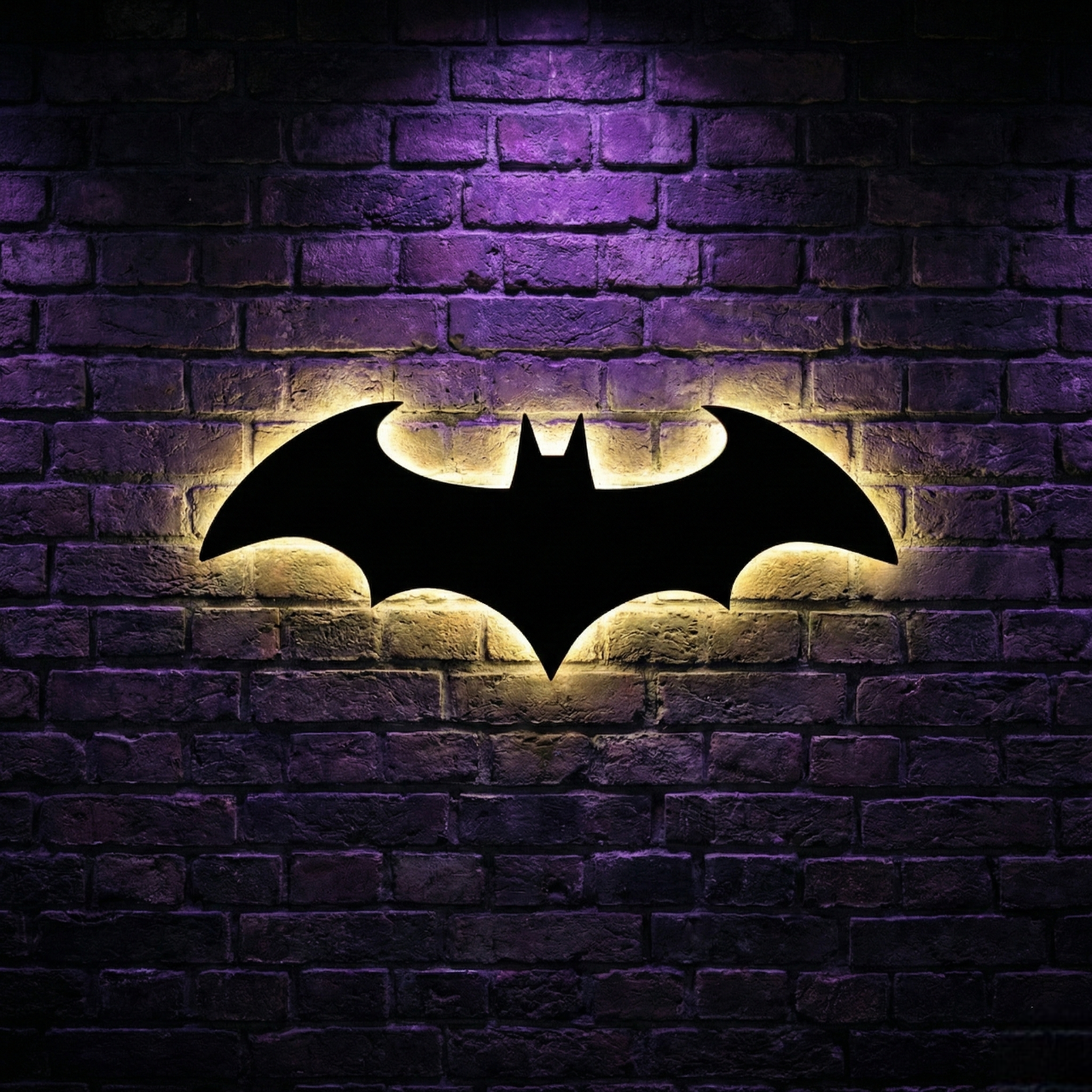 Batman Logo Backlit Stained Glass Wall Art – Artistic LED Wall Décor for Elegant Interiors
