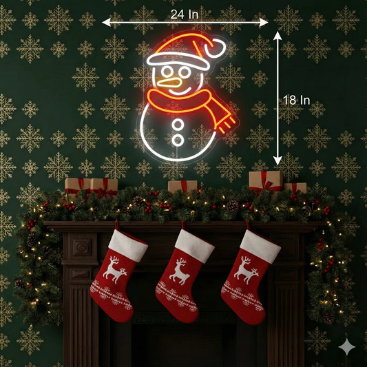 Snowman Christmas Neon Sign | Neon Sign Merry Christmas (24In x 18In)