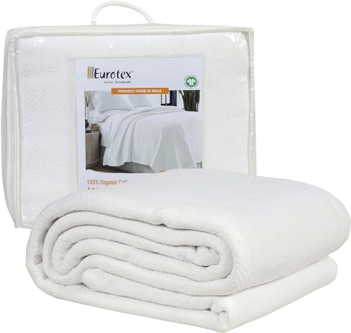 Eurotex Diamond Cotton Blankets for Bed, 100% Cotton Blanket - Ivory Eurotex
