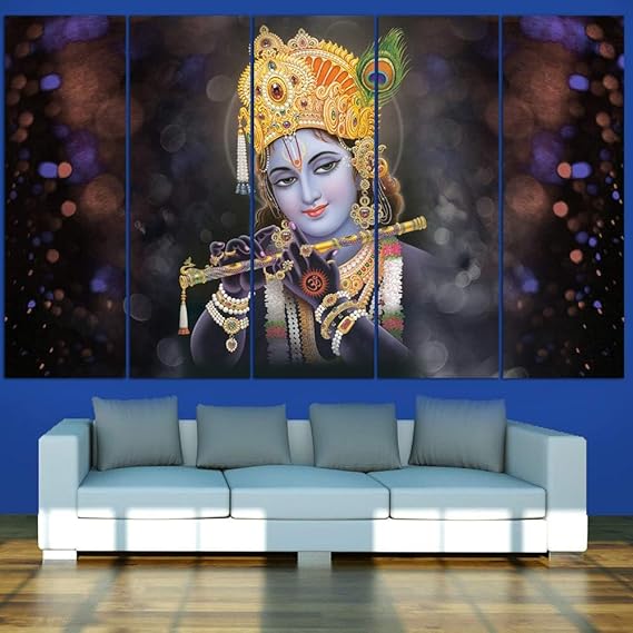 Eurotex Beautiful Krishna with flute Big Size Wall Painting for Living Room, Bedroom, Home, Office, Hotels (Krishna -16)