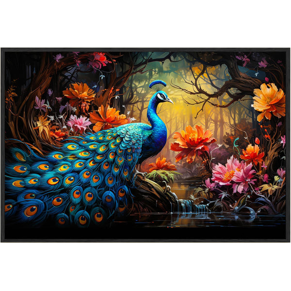 Eurotex Colourful Peacock, Canvas Printed, Wall Art & Paintings