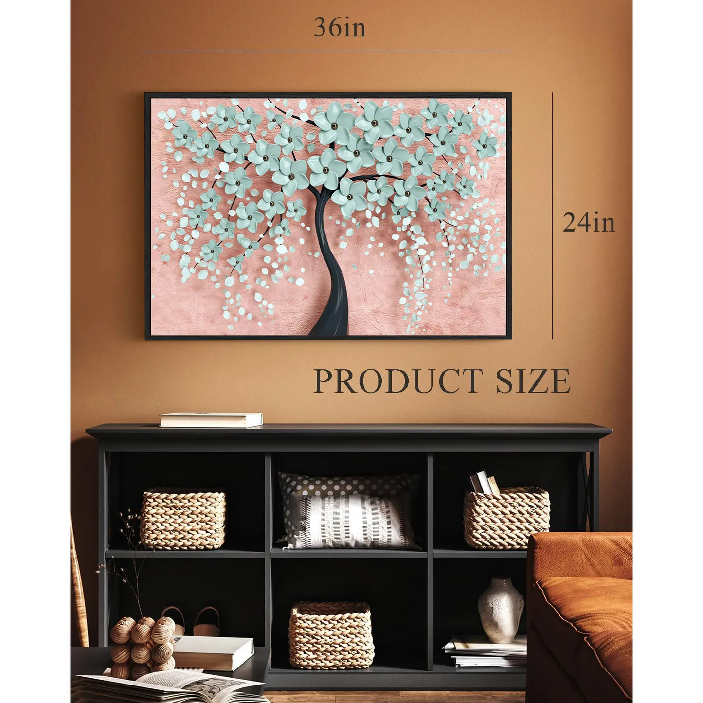 Eurotex White Flowers Tree, Framed Canvas Printed Wall Art (24x36 In) Eurotex
