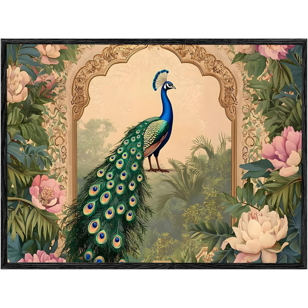 Eurotex Single Peacock, Canvas Printed, Wall Art & Paintings (12x18, Framed)