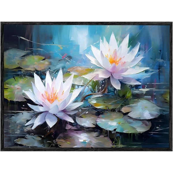 Eurotex White Lotus, Canvas Printed, Wall Art & Paintings (12x18, Framed)