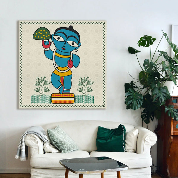 Hanuman Ji, Pichwai Painting, Framed Abstract Canvas Wall Art for Bedroom