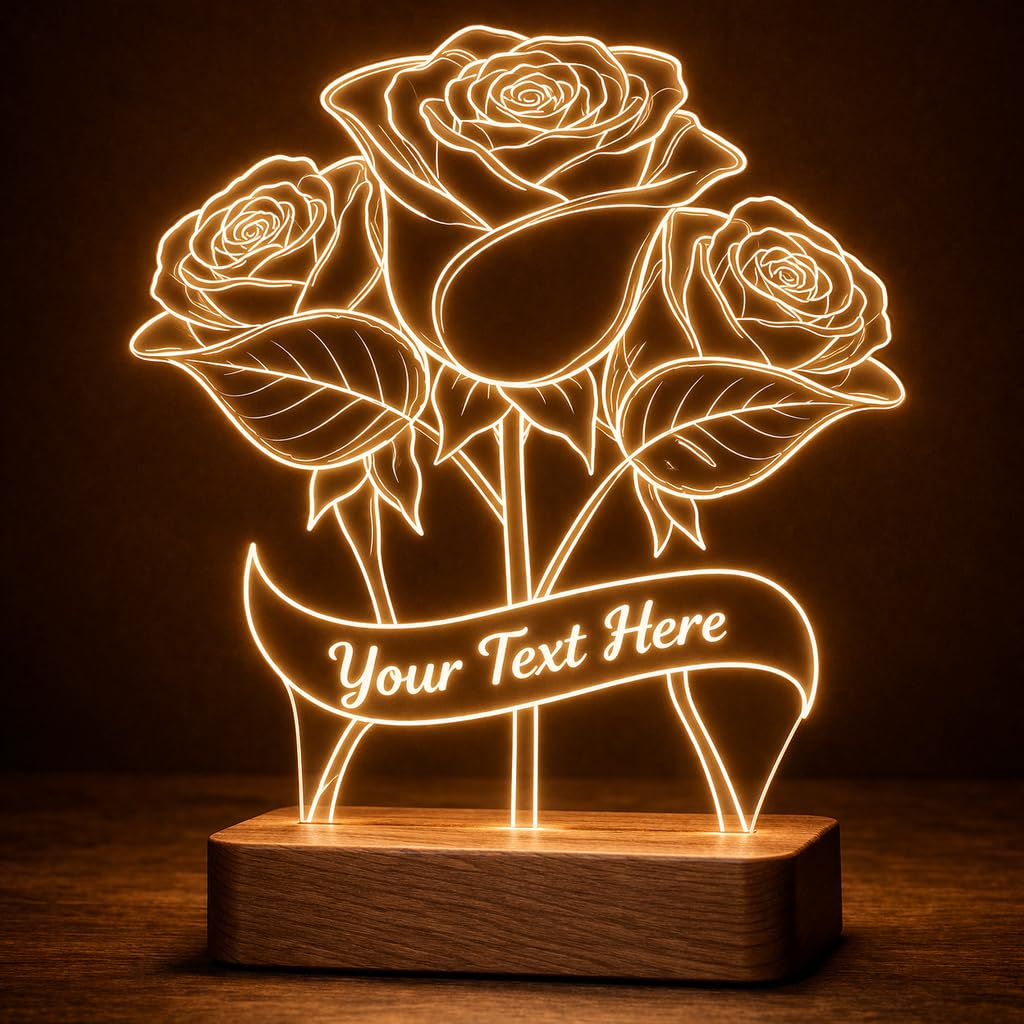 Eurotex Custom Beautiful Roses Led Lamp for Couple And Gift
