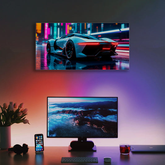 fabsouk Neon Supercar Poster for Bedroom, Living Room, Gift Wall Decor (PORSHE)