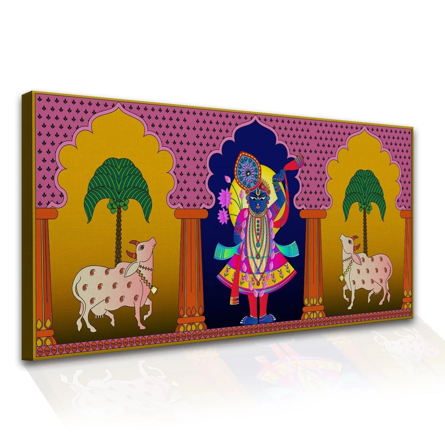 Shrinathji Pichwai Painting, Framed Abstract Canvas Wall Art for Living room Eurotex