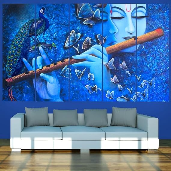Eurotex Beautiful Radha Krishna with flute Big Size Wall Painting for Living Room, Bedroom, Home, Office, Hotels (Radha Krishna-17)