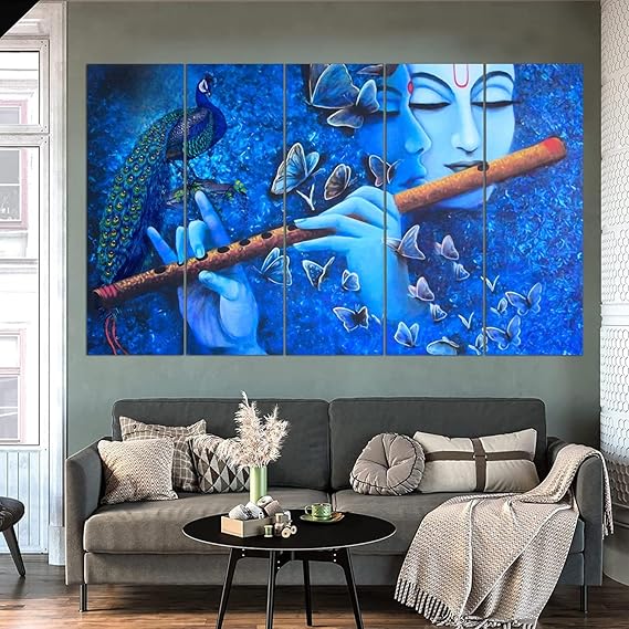 Eurotex Beautiful Radha Krishna with flute Big Size Wall Painting for Living Room, Bedroom, Home, Office, Hotels (Radha Krishna-17)