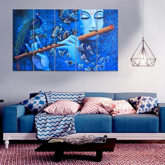 Eurotex Beautiful Radha Krishna with flute Big Size Wall Painting for Living Room, Bedroom, Home, Office, Hotels (Radha Krishna-17)