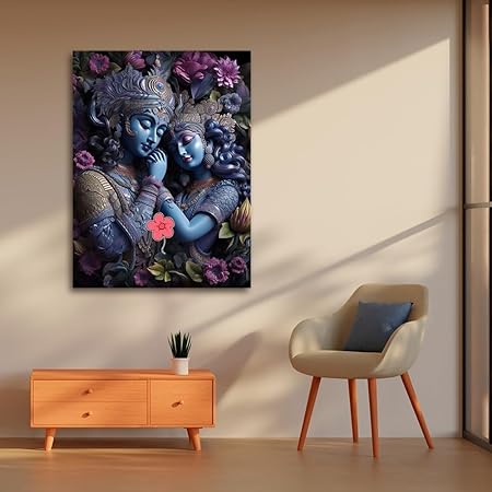 Eurotex Radha Krishna Painting Canvas Wall Frame Big Size Painting Frame for Living Room Wall Decors | Canvas Painting | Home Decoration (Radha Krishna-18)
