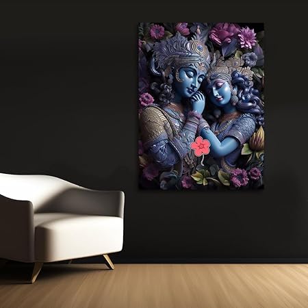 Eurotex Radha Krishna Painting Canvas Wall Frame Big Size Painting Frame for Living Room Wall Decors | Canvas Painting | Home Decoration (Radha Krishna-18)