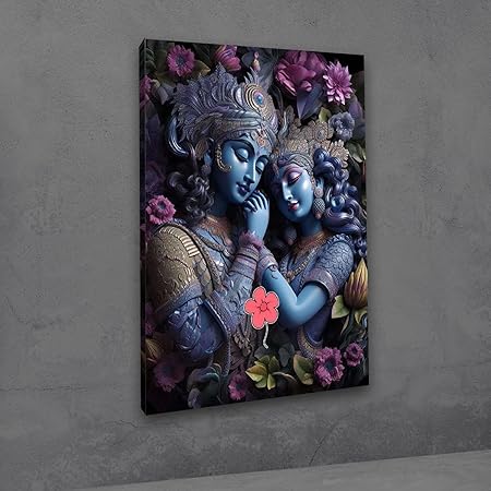 Eurotex Radha Krishna Painting Canvas Wall Frame Big Size Painting Frame for Living Room Wall Decors | Canvas Painting | Home Decoration (Radha Krishna-18)