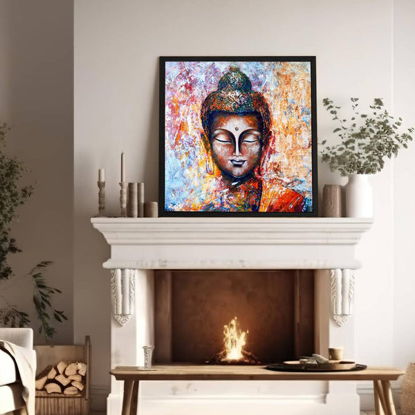 Eurotex Gautam Buddha, Framed Canvas Painting for Living Room (36x36 In)