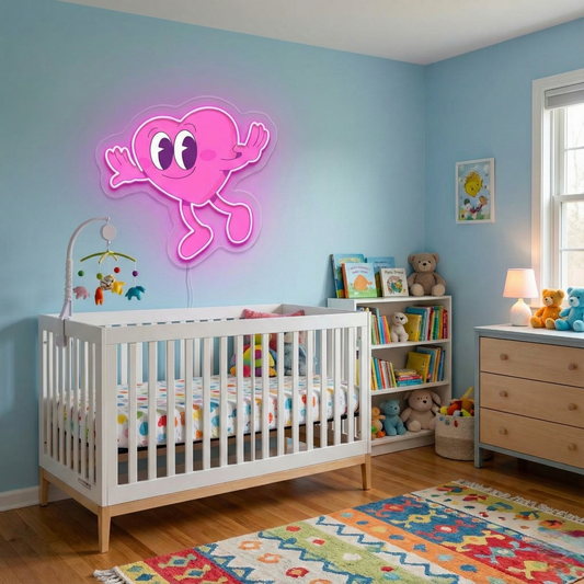 UV Print Smiling Heart Neon Light | Custom Neon Signs for Home