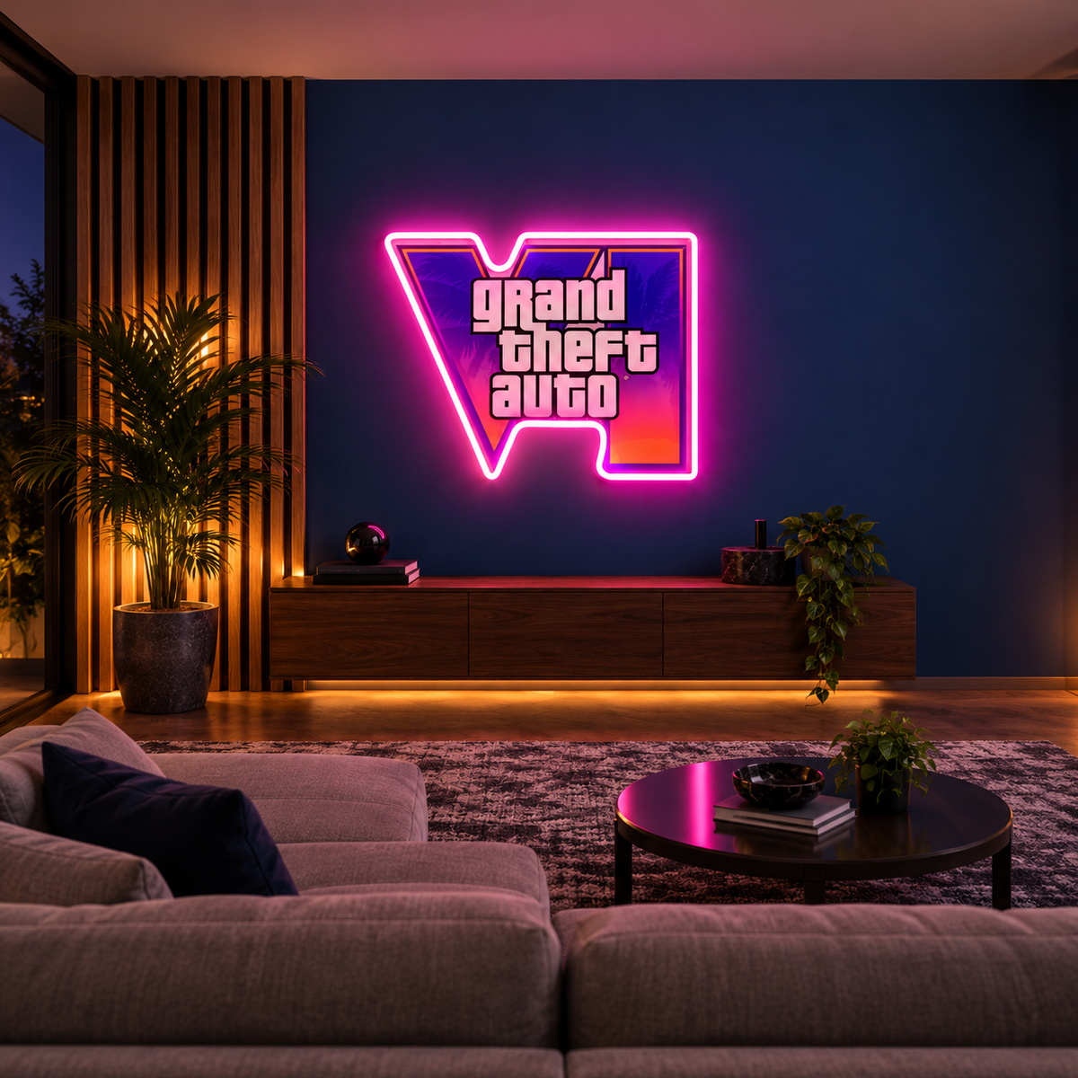 Miami Retro Gaming Neon Sign – LED Lounge & Game Room Wall Decor