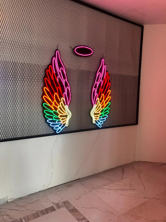 Eurotex Wings Neon Sign, Wall Decor, Neon Signs for room (48x24 In) 2