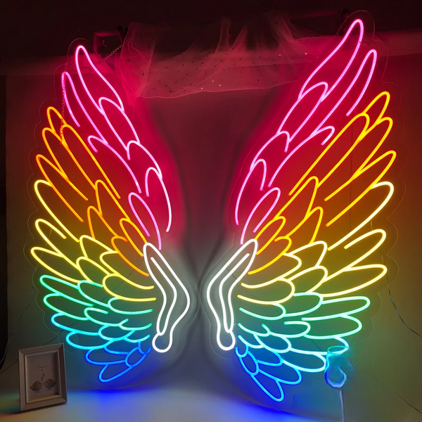 Wings Custom Neon Sign for Wall | Personalized LED Name & Logo Lights