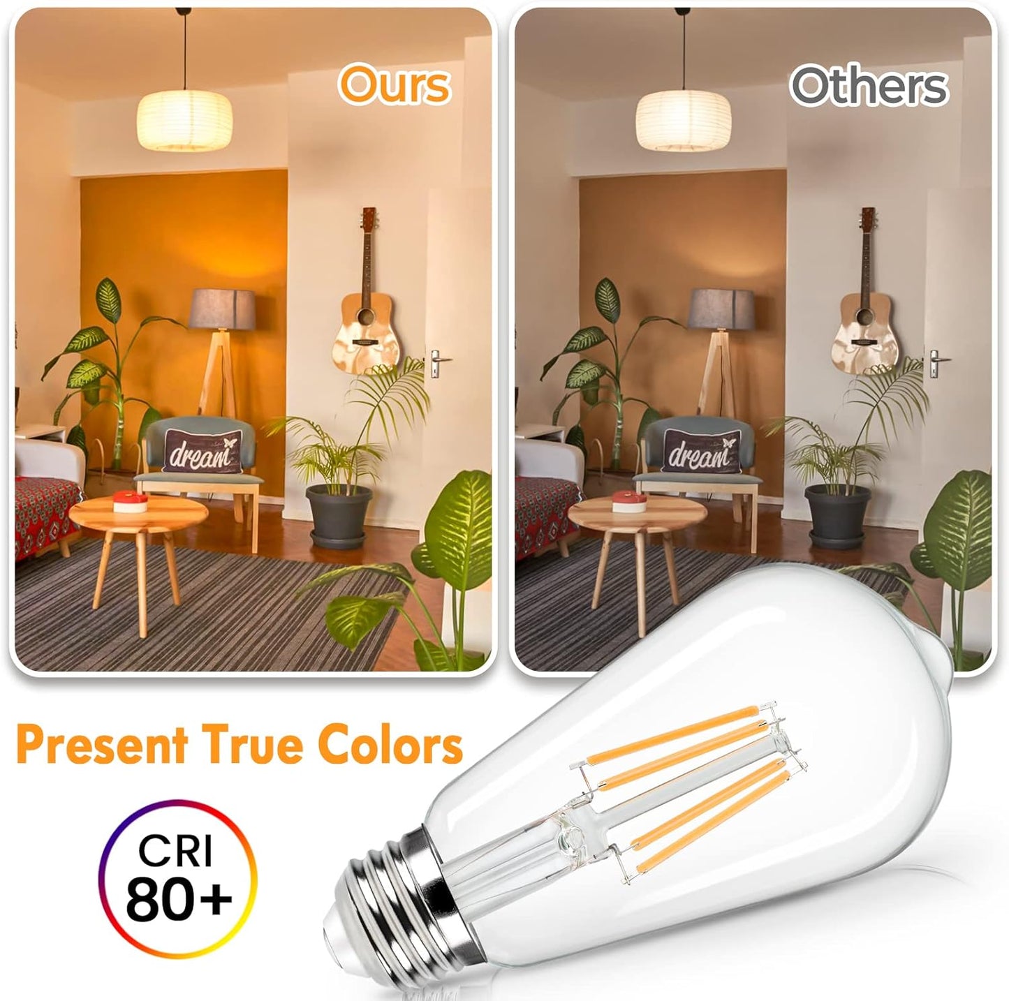 Eurotex 4W Base Filament Bulbs, Warm White, E27 E26 Bulb