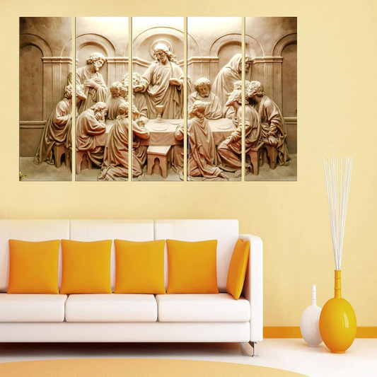 Jesus Christ Painting, 5 Panel Wall Art for Living Room Decor (30x50 In)