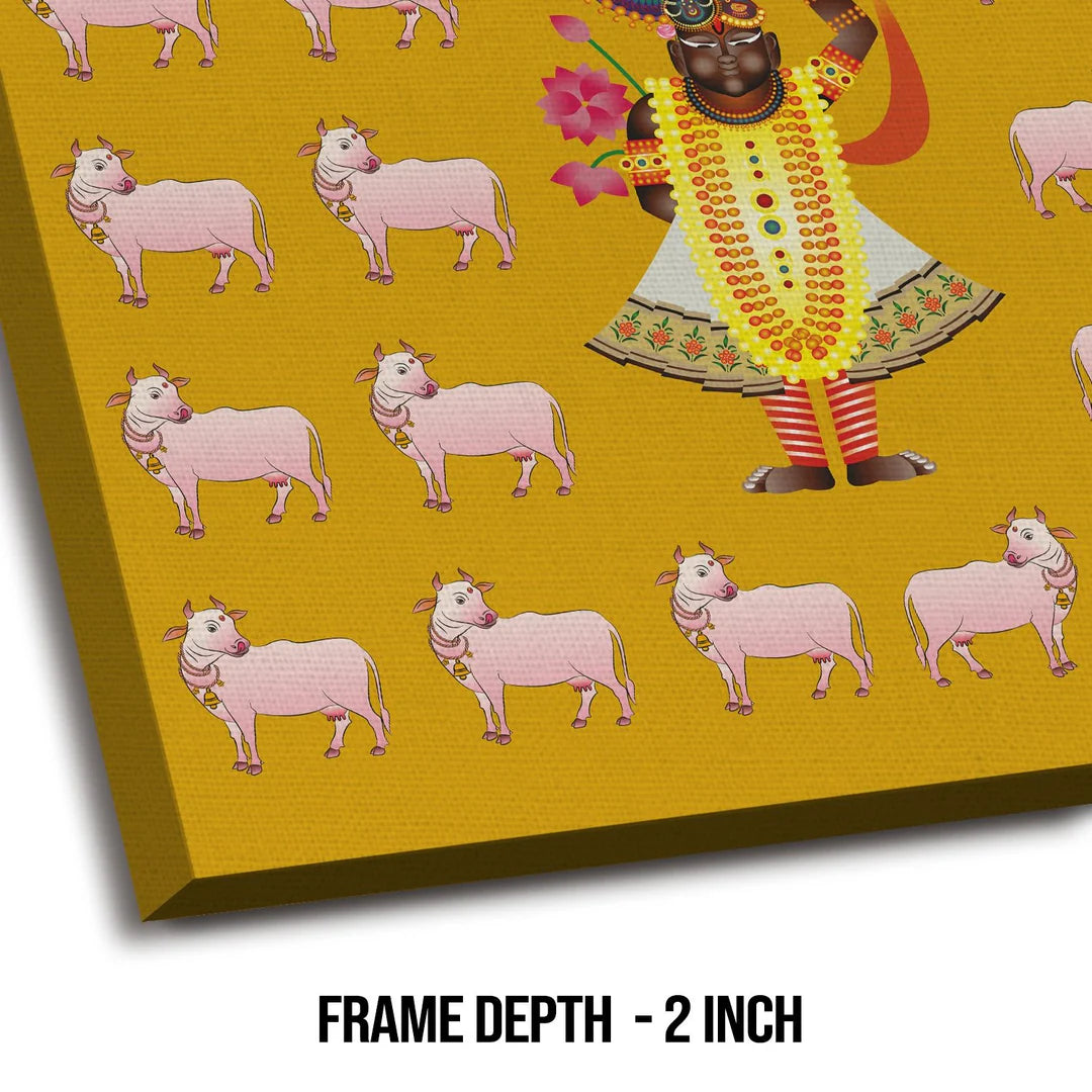 Shirnathji, Kalighat Art, Framed Abstract Canvas Wall Art for Bedroom
