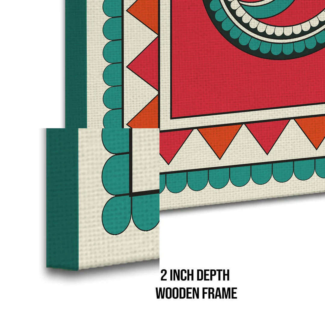Fish Texture, Kalighat Art, Framed Abstract Canvas Wall Art for Bedroom