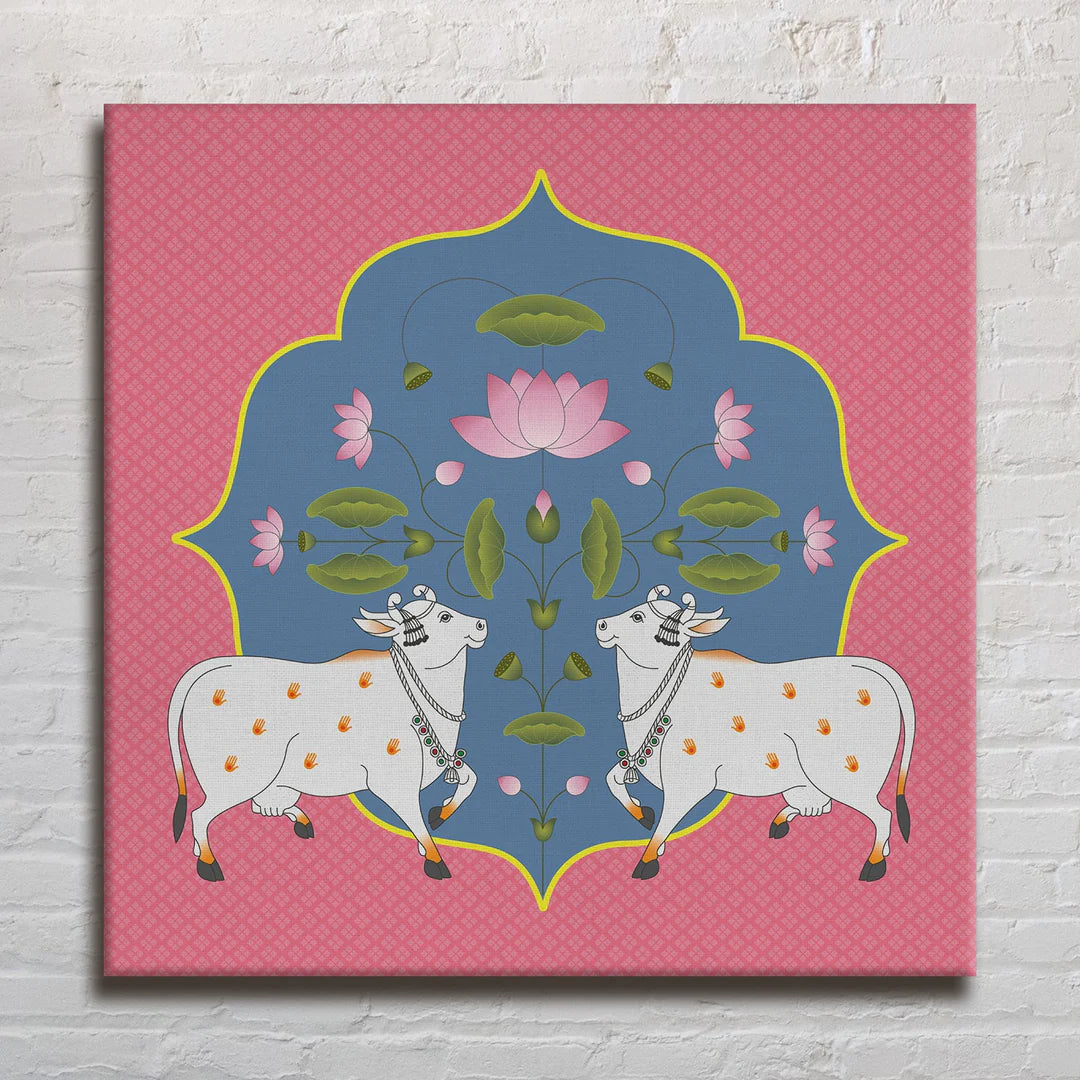 Divine Duo, Framed Abstract Canvas Wall Art for Bedroom