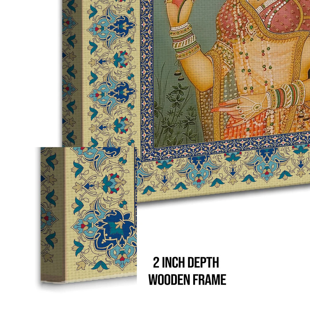 Beautiful Mughal Queen, Traditional Canvas Art, Framed Abstract Canvas Wall Art for Room