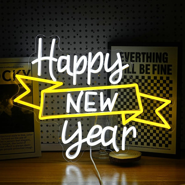 Happy New Year Custom Neon Name Light | LED Personalized Neon Signs for Décor
