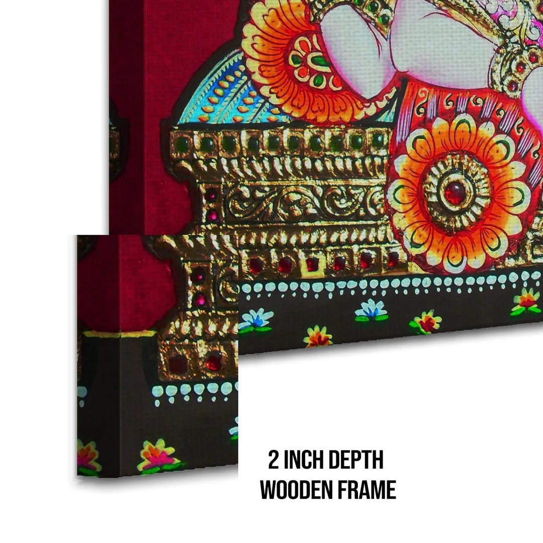 Ganesh Ji, Tanjore Art, Framed Abstract Canvas Wall Art for Bedroom