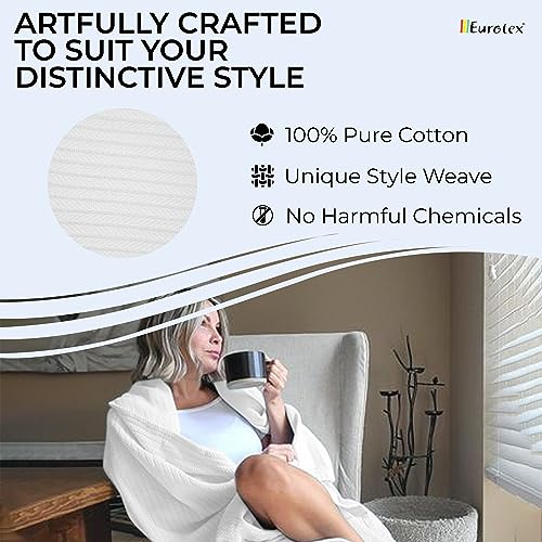 Eurotex Cable Cotton Blankets for bed, 100% Cotton Blanket - Ivory Eurotex