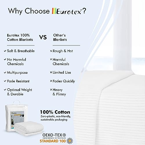 Eurotex Cable Cotton Blankets for bed, 100% Cotton Blanket - Ivory Eurotex