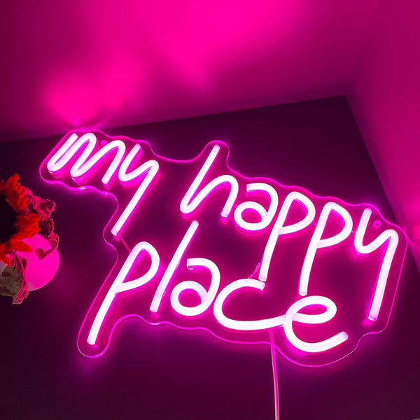 My Happy Place, Custom Neon Sign India | Personalised Neon Bar Signs & Happy Birthday Lights