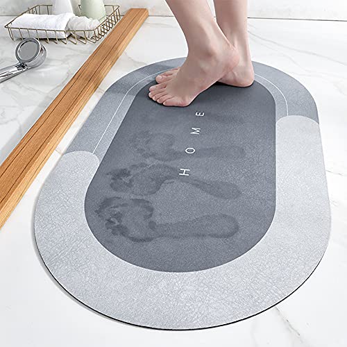 Eurotex Bath Mat Rug Super Absorbent Quick Dry Non Slip Mat (Diatomeous Earth, 40cm x 60cm, Grey)