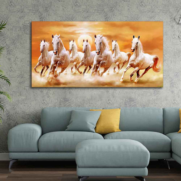 Eurotex Seven Running Horses, Canvas Printed, Beautiful Wall Paintings