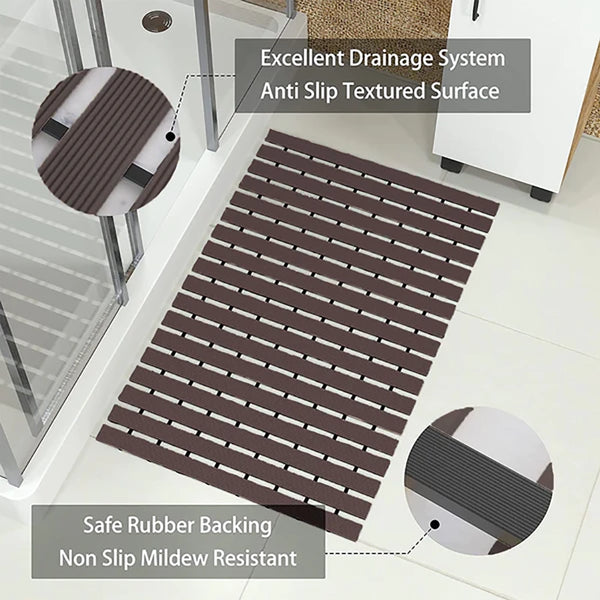 Eurotex Anti Slip Shower Mat for Bath, Kitchen, Pool and Wet Area, Skid Proof (Chocolate, PVC, 43x61 cm)