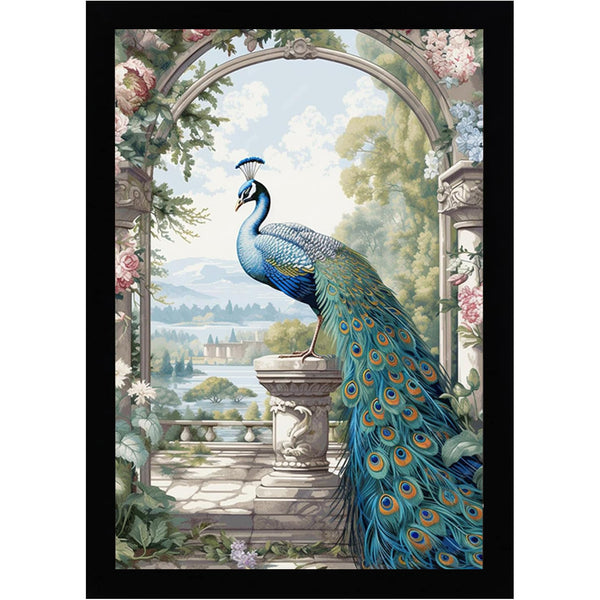 Eurotex Portrait Peacock, Canvas Printed, Wall Art & Paintings (12x18, Framed)