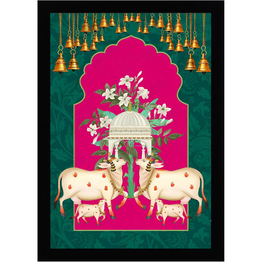 Eurotex Kamadhenu, Canvas Printed, Wall Art & Paintings (12x18, Framed)