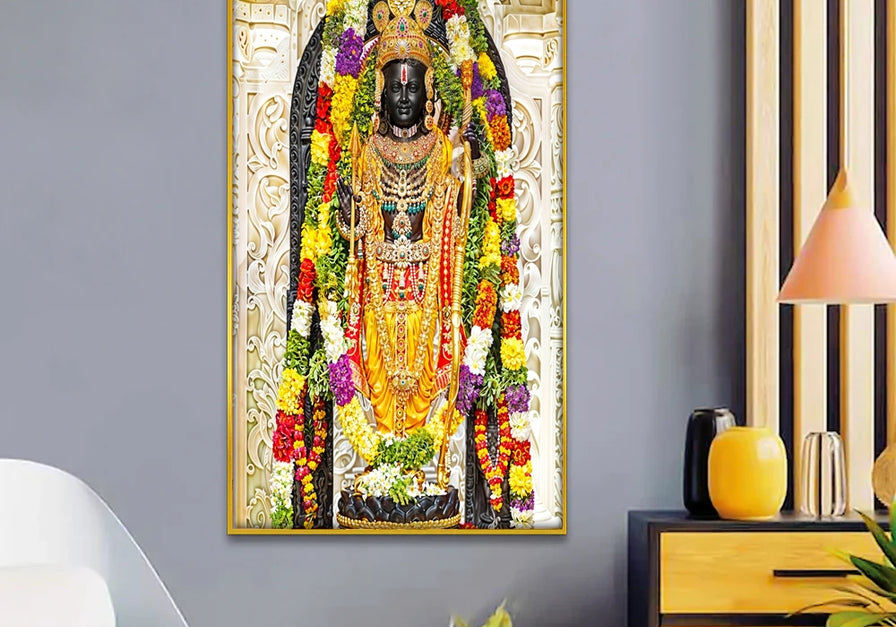 Beautiful Shri Ram Lalla Statue, Canvas Printed, Wall Painting For Living Room