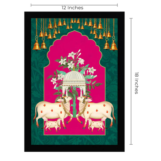Eurotex Kamadhenu, Canvas Printed, Wall Art & Paintings (12x18, Framed)