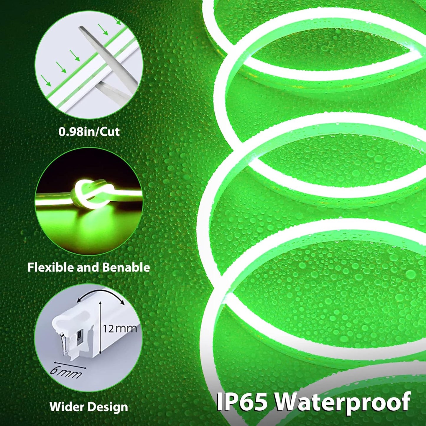 Eurotex 300 LEDs 5M Green Steady Neon Rope Light (Pack of 1)