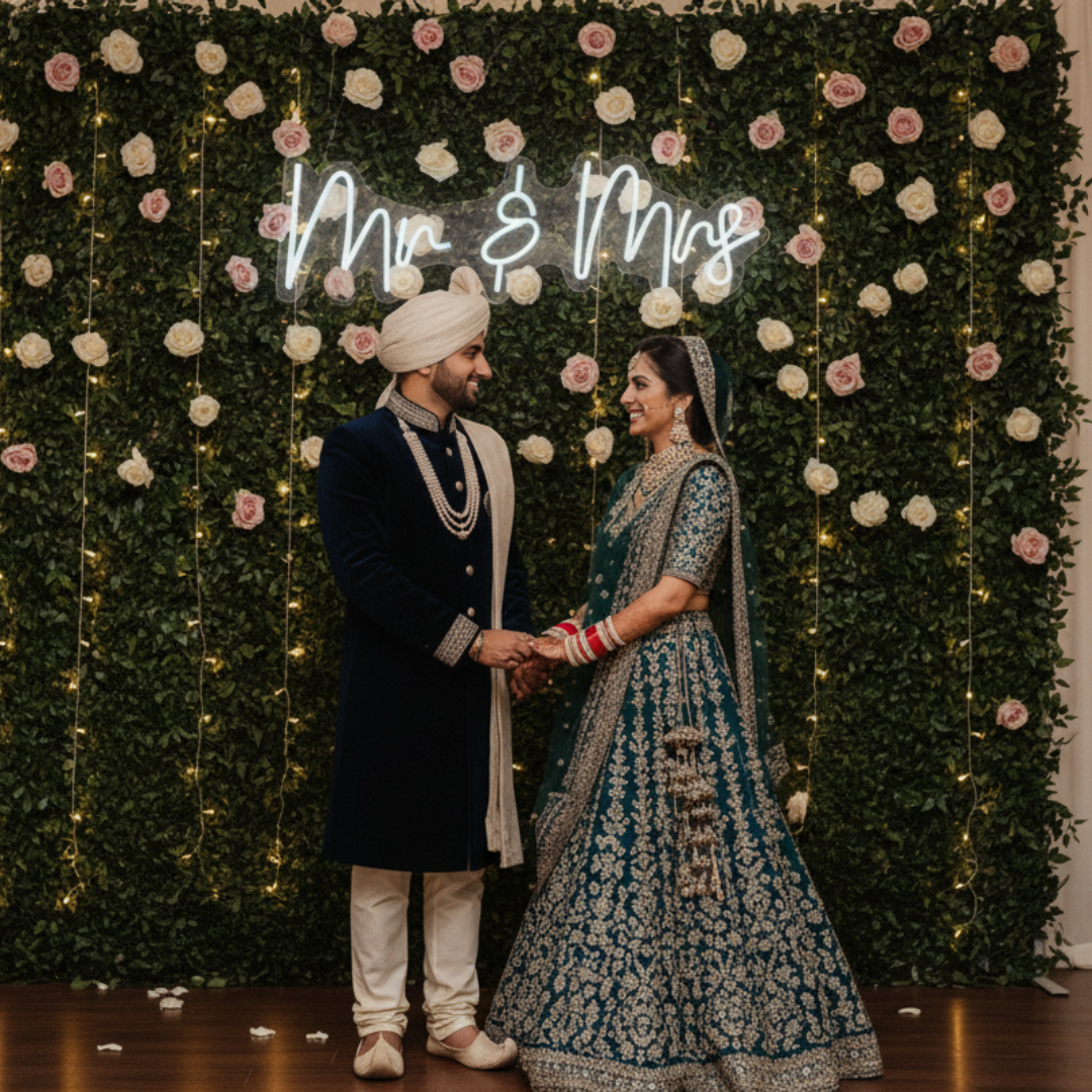 Mr And Mrs Wedding Neon Sign – Eurotex Custom Couple LED Light for Wedding Decor, Reception, Engagement & Photoshoot