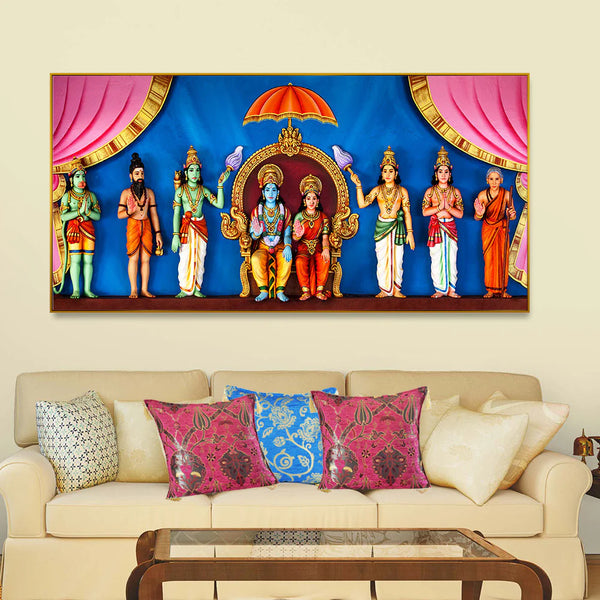 Eurotex Spiritual Lord Ram Darbar, Canvas Printed, Wall Painting For Home