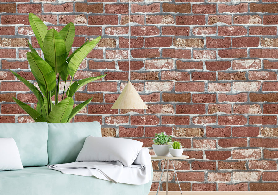 Eurotex Brick Design, Pink, Luxury Wallpaper for Bedroom Walls (PVC, 21inch x 33ft, Roll 57sqft)